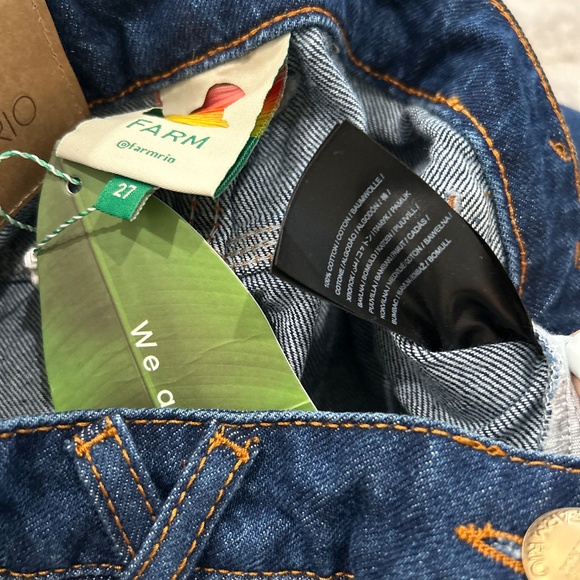 NWT FARM Rio Dark Denim High Waist Snips Pants Size 27 Cotton Flare Style 329081 - Picture 10 of 12